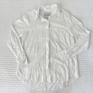 New Lola River Women's Lightweight Long Sleeve Button Down Shirt in White Size S